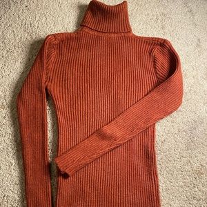 Burnt Orange Turtle Neck Long Sleeve Top